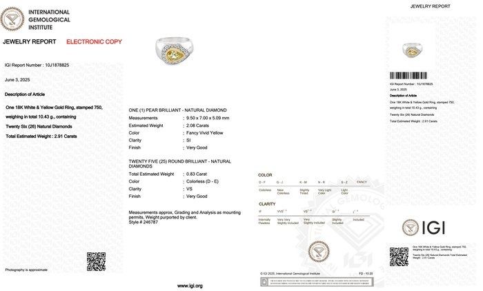 Exquisite 2.91ct Diamonds Cluster Ring in 18k White & Yellow Gold - IGI Certified