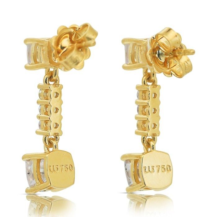 Exquisite 3.25ct Diamonds Drop Earrings in 18k Yellow Gold - IGI Certified