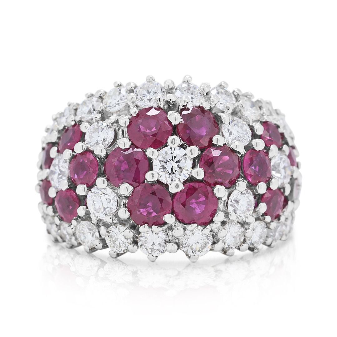 Exquisite 4ct Ruby and 3.05ct Diamond Ring in Platinum - NGI Certificate