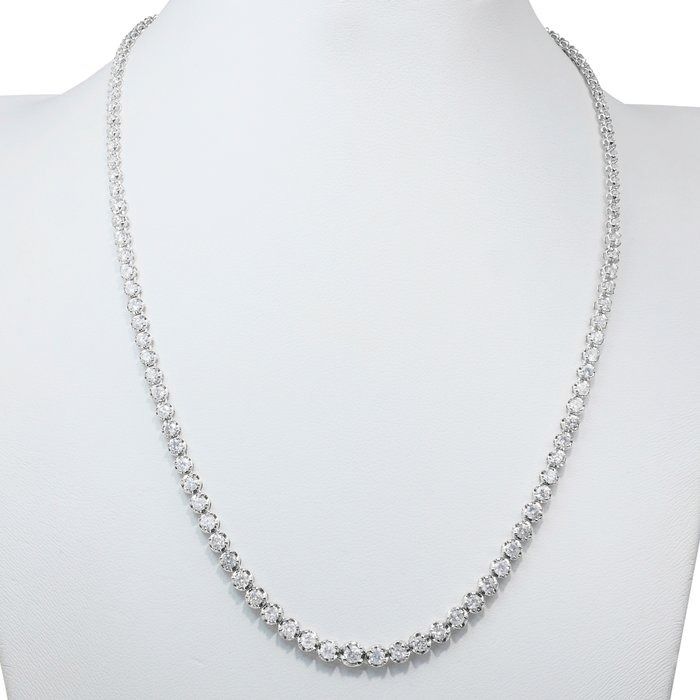 Exquisite 7.30ct Natural Diamonds Necklace in 18k White Gold - IGI Certified