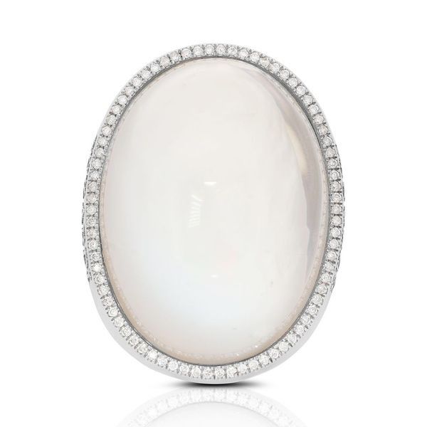 Exquisite Opal Ring with 0.80ct Side Diamonds in 18K White Gold