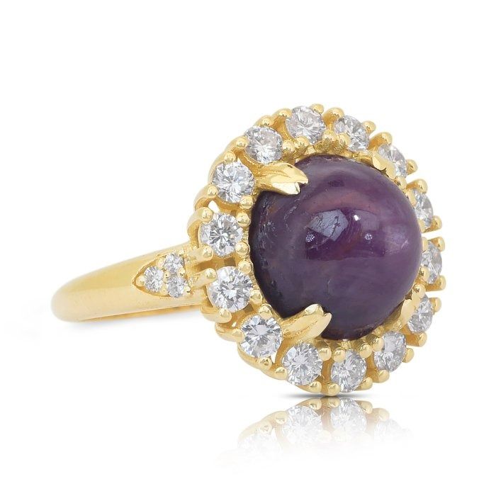 Eye-Catching 12.52ct Sapphire and Diamonds Cocktail Ring in 18k Yellow Gold - GIA Certified