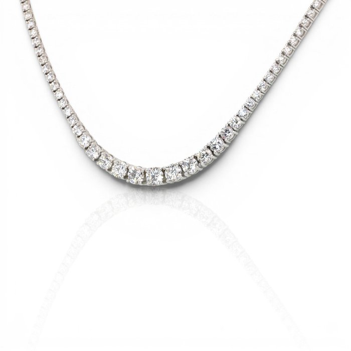 7.03 Carats IGI Certified Natural Diamond 18K White Gold Necklace