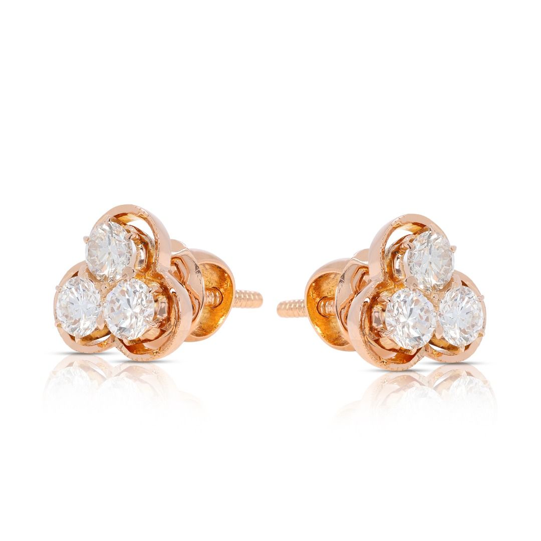 Fabulous 0.90 carat Naturaal Diamond Stud Earrings in 18K Yellow Gold