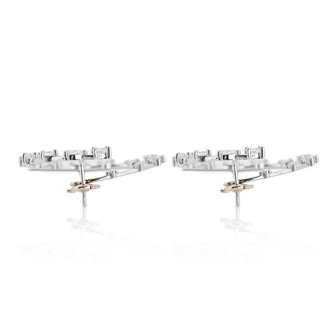 Fabulous 0.90ct Natural Diamond Hoop Earrings in 18K White Gold with IGI Certificate