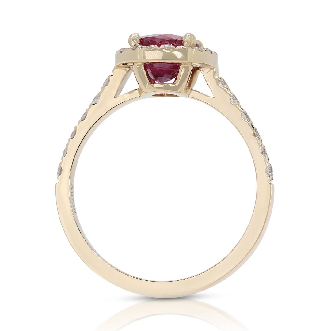 Fabulous 1.21ct Ruby Pave Ring with Diamonds in 18K Yellow Gold