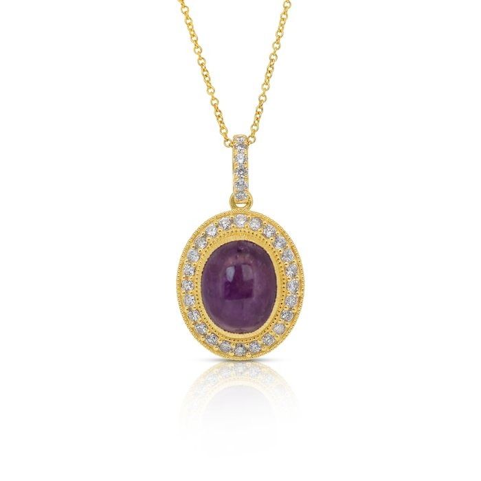 Fascinating 11.14ct Ruby and Diamonds Necklace with Pendant in 18k Yellow Gold - IGI Certified
