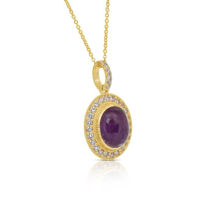 Fascinating 11.14ct Ruby and Diamonds Necklace with Pendant in 18k Yellow Gold - IGI Certified