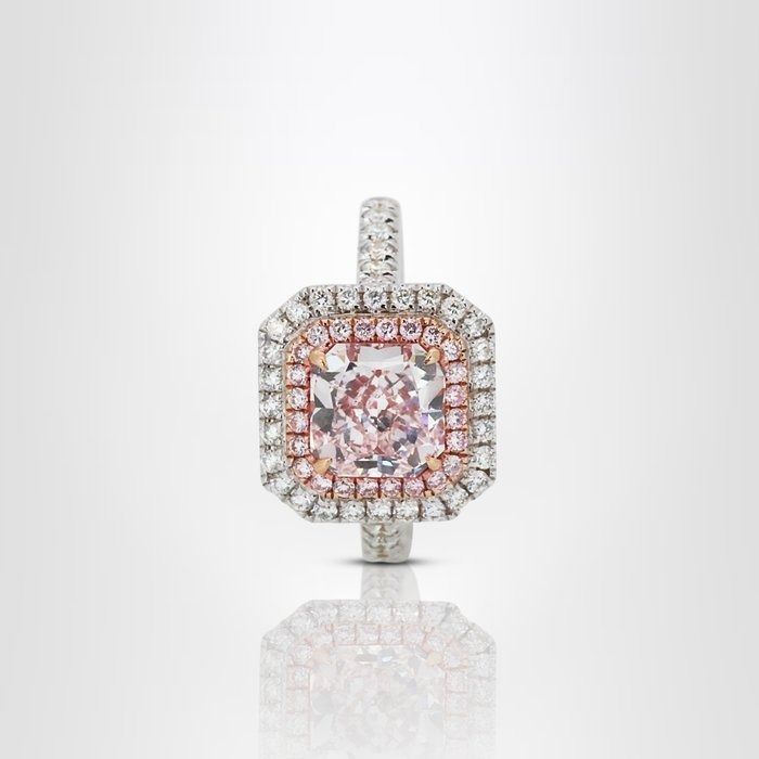 Fascinating 2.60ct Diamonds Double Halo Ring in 18k White Gold & Rose Gold