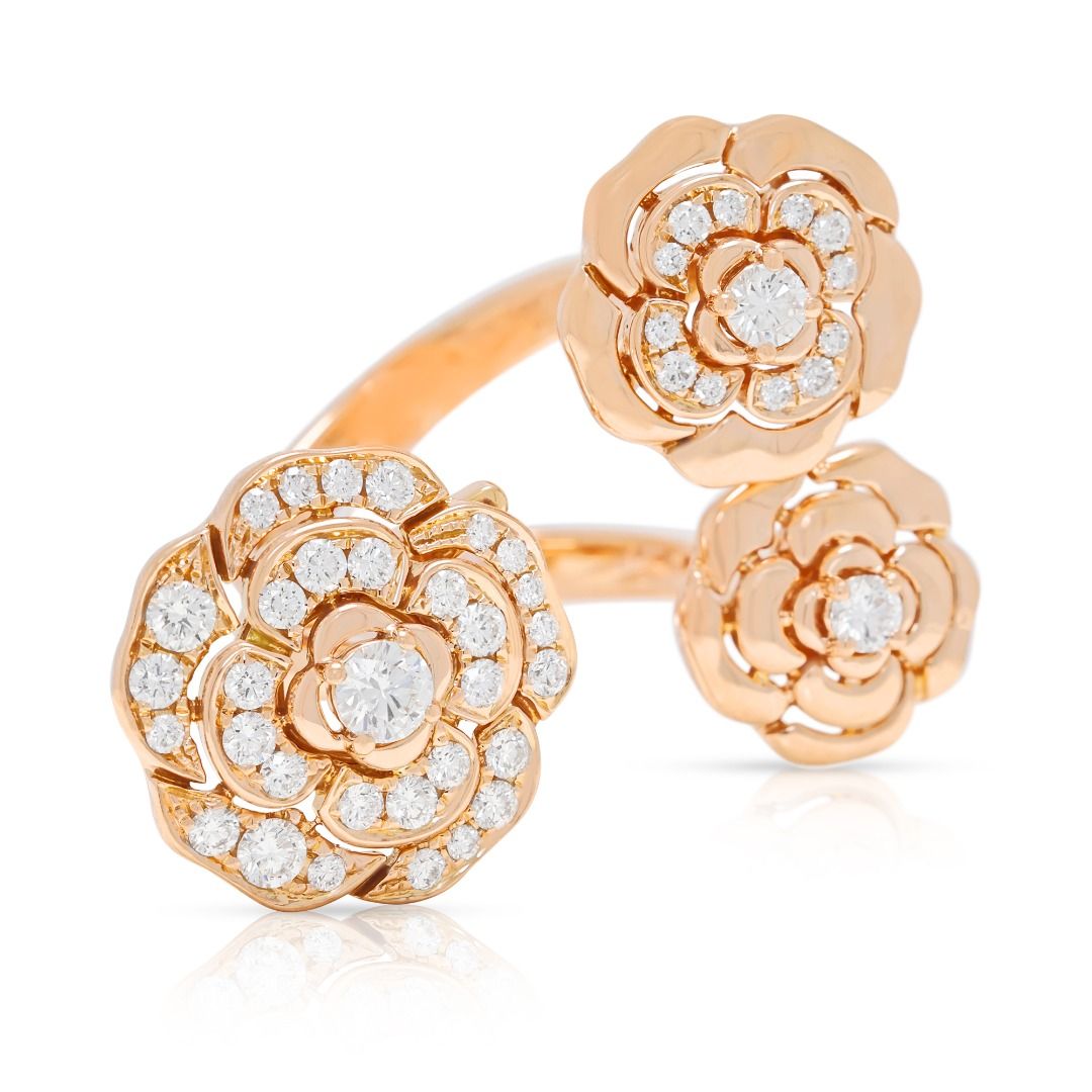 Blumenförmiger 1,22 Karat Naturdiamant Cluster Statement Ring aus 18K Roségold