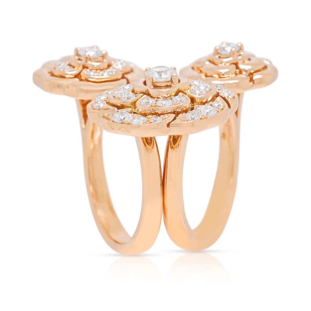 Blumenförmiger 1,22 Karat Naturdiamant Cluster Statement Ring aus 18K Roségold