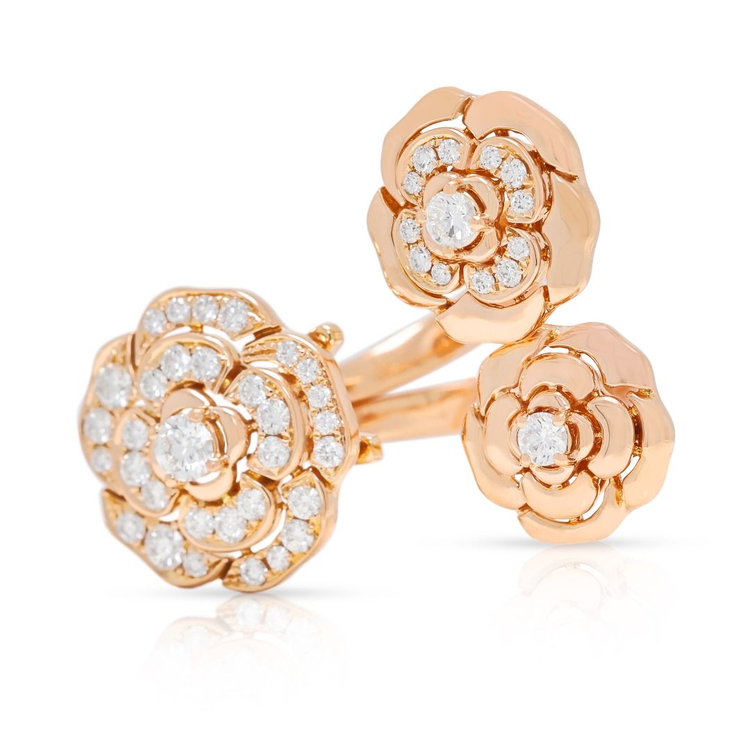 Blumenförmiger 1,22 Karat Naturdiamant Cluster Statement Ring aus 18K Roségold