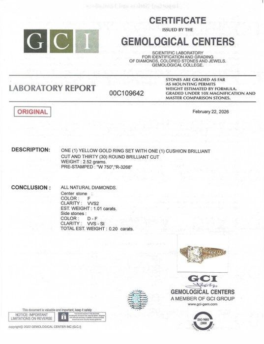 GCI Certified 1.21ct Diamonds Pave Ring in 18k Yellow Gold