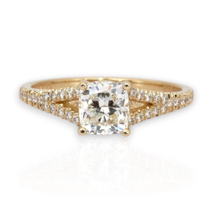 GCI Certified 1.21ct Diamonds Pave Ring in 18k Yellow Gold