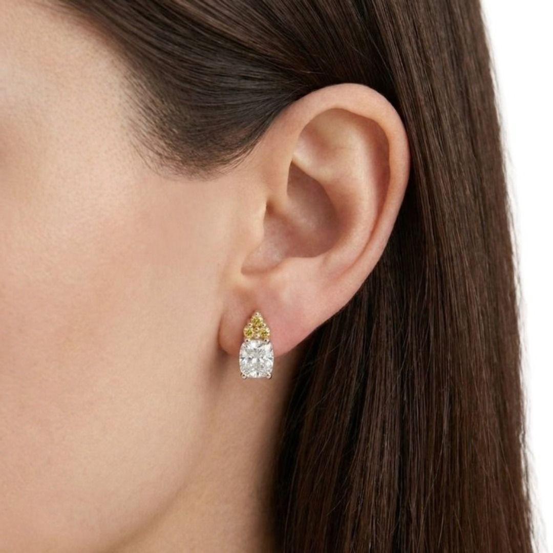 GCI Certified 2.24ct Diamonds Earrings in 18k Yellow Gold