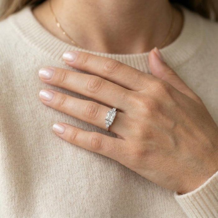 GIA Certified 1.10ct 7-Stone Ring in 18k White Gold