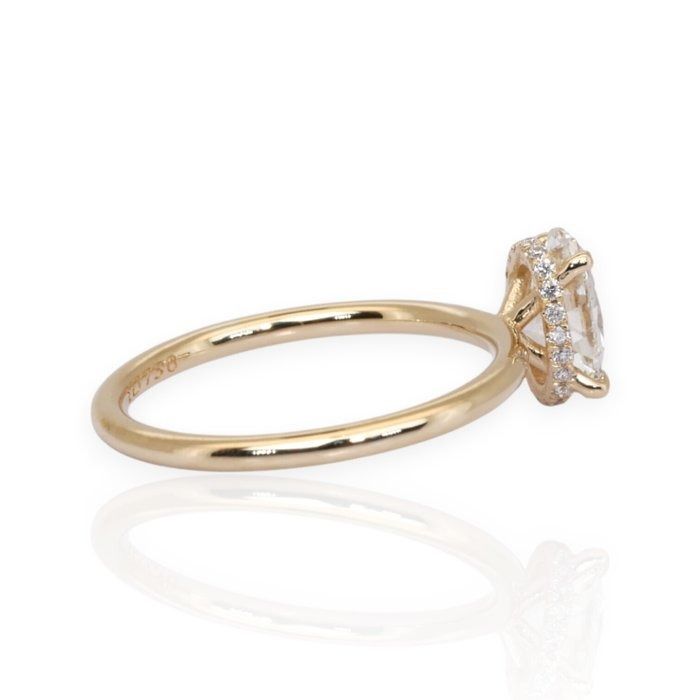 GIA Certified 1.10ct Diamond Solitaire Ring with Diamonds Accent in 18k Yellow Gold