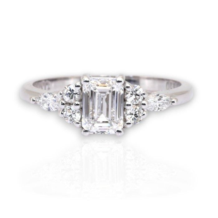 GIA Certified 1.18ct Diamonds 7-Stone Ring in 18k White Gold