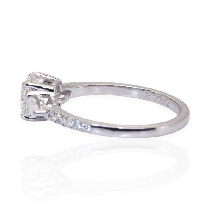 GIA Certified 1.38ct Diamonds 3-Stone Ring in 18k White Gold