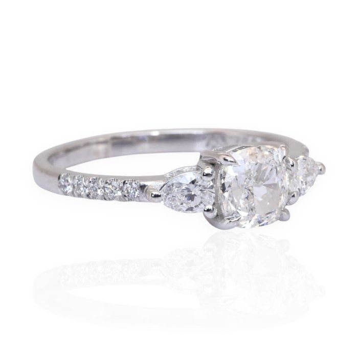 GIA Certified 1.38ct Diamonds 3-Stone Ring in 18k White Gold