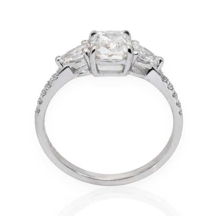 GIA Certified 1.38ct Diamonds 3-Stone Ring in 18k White Gold