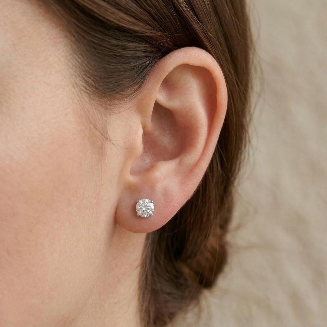 GIA-zertifizierte 1,41 Karat Diamantohrstecker in 18 Karat Weißgold