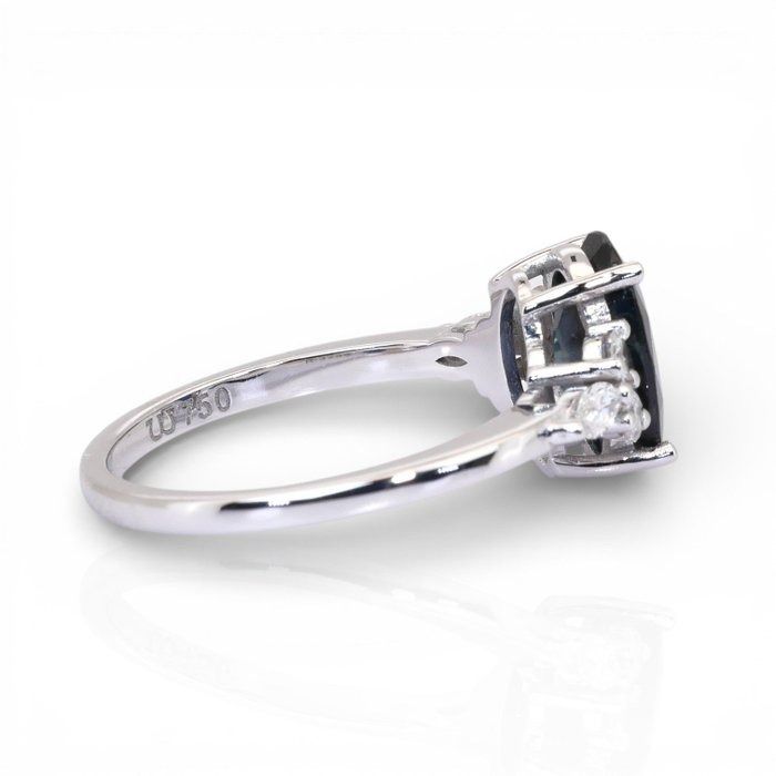 GIA Certified 2.67ct Sapphire and Diamonds Cluster Ring in 18k White Gold