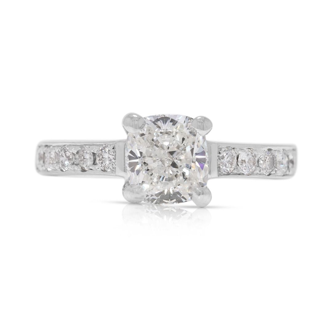 GIA-Certified 1.22ct Diamond Ring in 18K White Gold