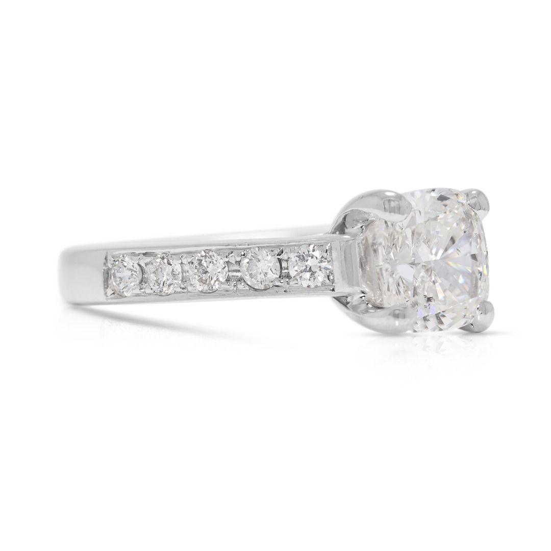 GIA-Certified 1.22ct Diamond Ring in 18K White Gold