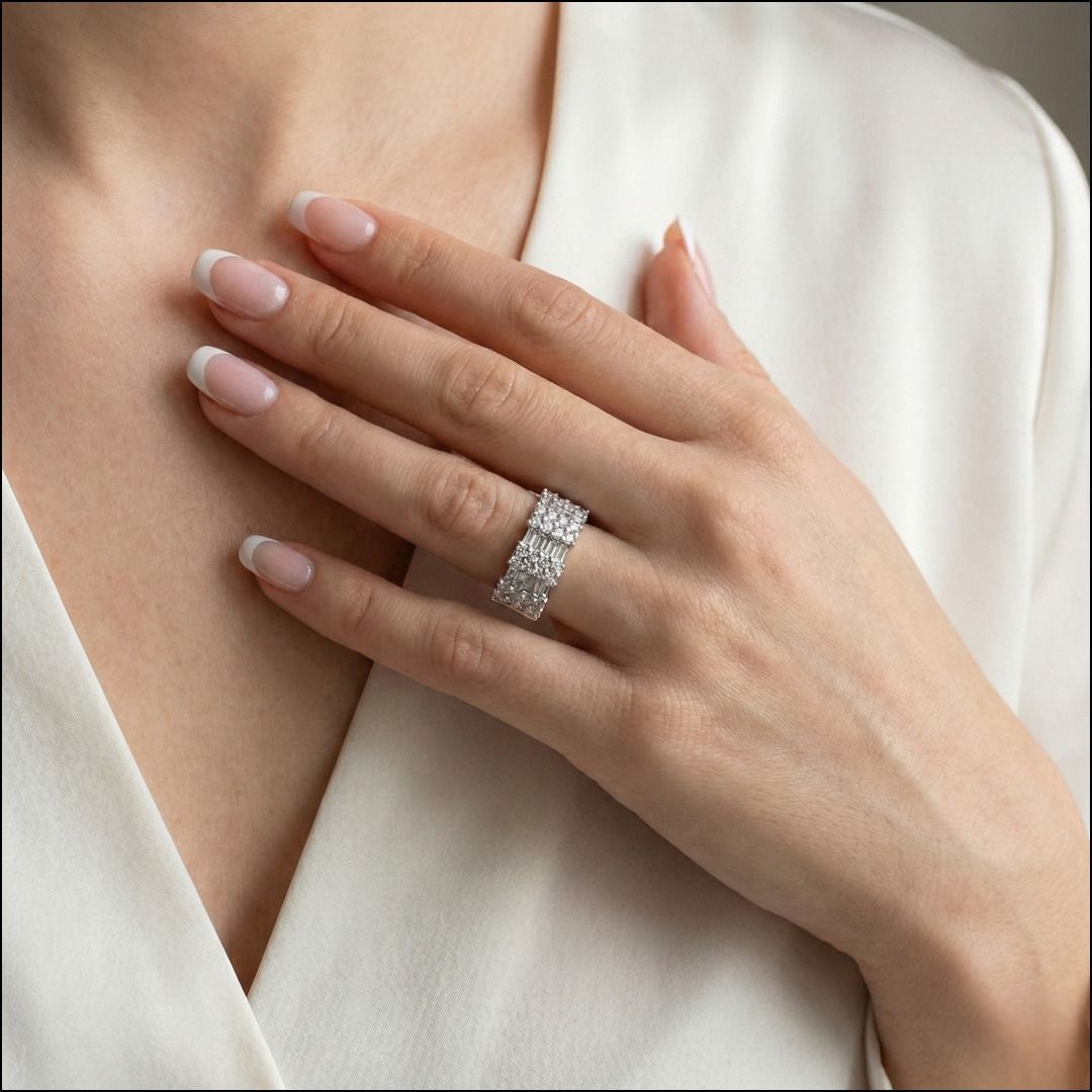 Glam 1.38ct Diamond Band Ring in 18K White Gold