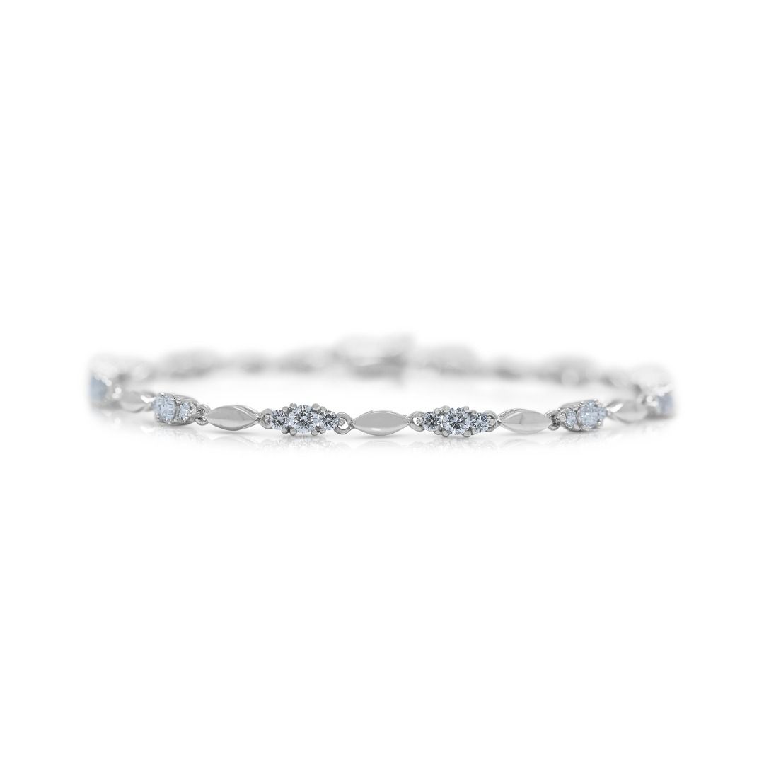 Glamorous 1.43ct Diamond Soo Kee Link Bracelet in 18K White Gold