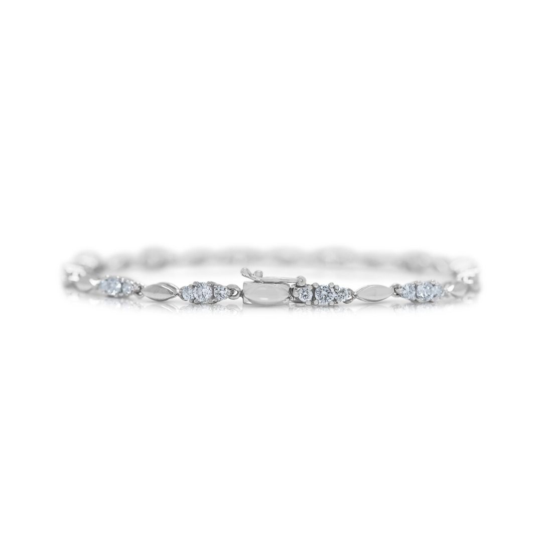 Glamorous 1.43ct Diamond Soo Kee Link Bracelet in 18K White Gold