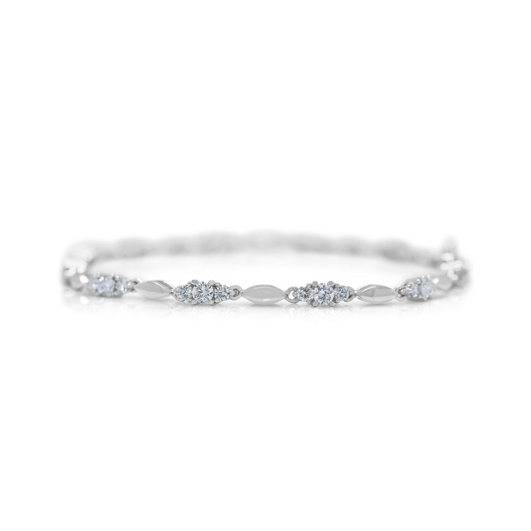 Glamorous 1.43ct Diamond Soo Kee Link Bracelet in 18K White Gold