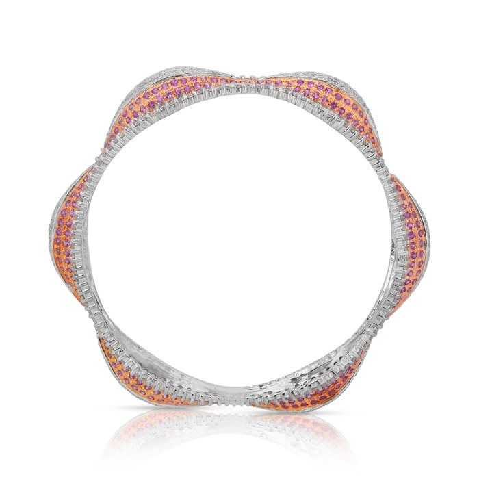 Glamorous 16.68ct Sapphires and Diamonds Bangle in 18k White & Rose Gold - IGI Certified