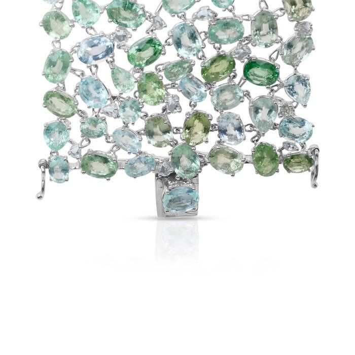 Glamorous 169.58ct Tourmalines and Diamonds Bracelet in 18k White Gold - IGI Certified