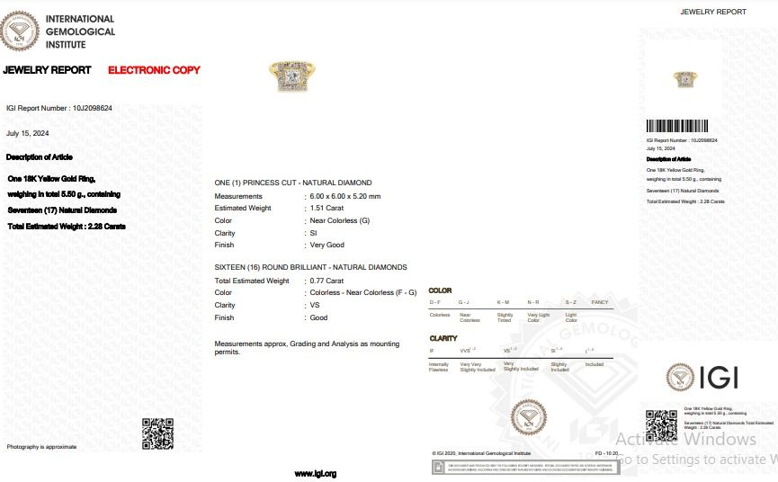 Glamorous 2 carat 28 points Natural Diamond Halo Ring in 18K Yellow Gold with IGI