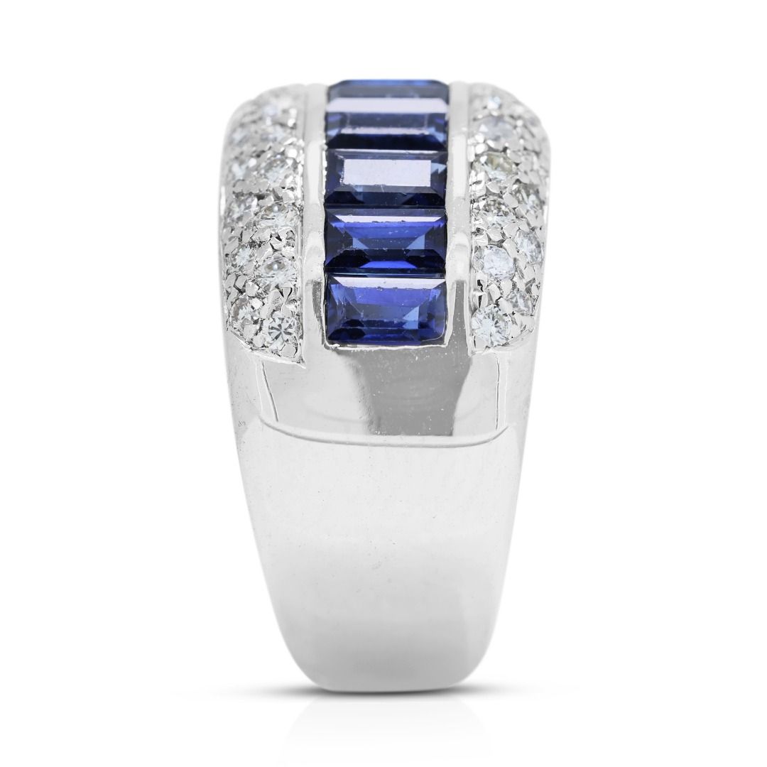 Glamorously Handmade 1.85ct Sapphire and Diamond Ring in 18K White Gold