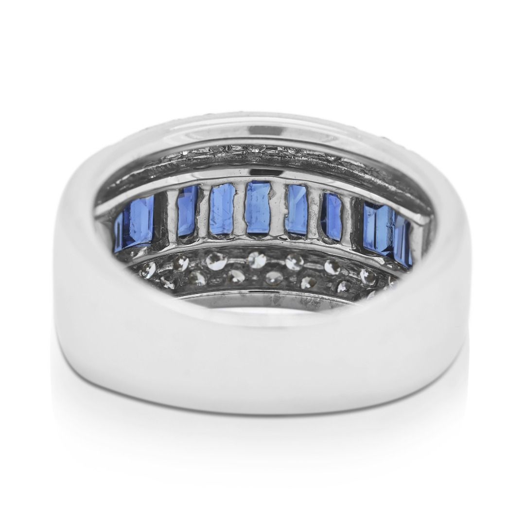 Glamorously Handmade 1.85ct Sapphire and Diamond Ring in 18K White Gold