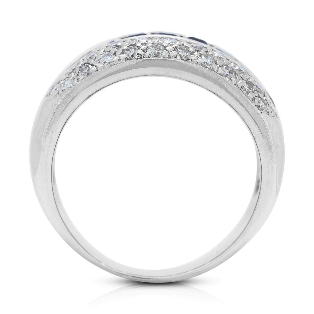 Glamorously Handmade 1.85ct Sapphire and Diamond Ring in 18K White Gold