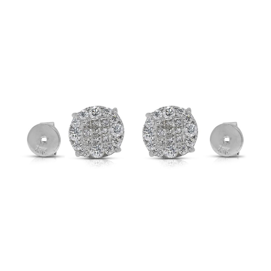Glistening 1.35ct Natural Diamonds Stud Earrings by Lee Hwa in 18K White Gold