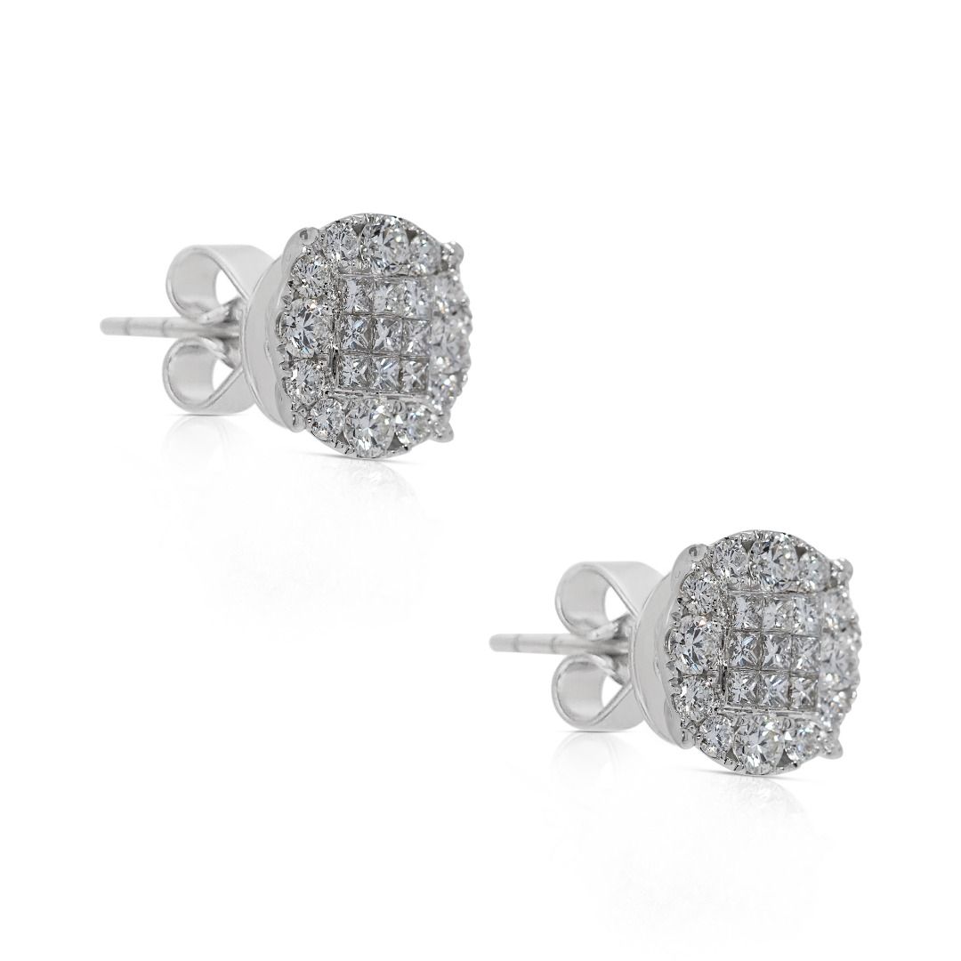 Glistening 1.35ct Natural Diamonds Stud Earrings by Lee Hwa in 18K White Gold