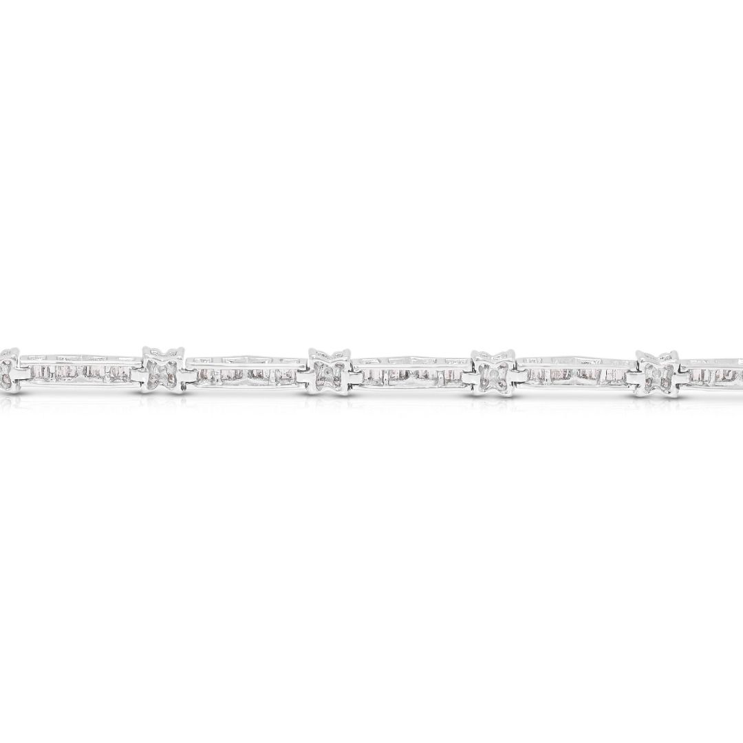 Glistening 1.42ct Natural Diamond Architectural Link Bracelet in 18K White Gold