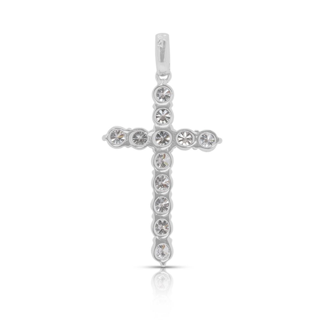 Glistening 1.52ct Natural Diamond Cross Pendant in 18K White Gold