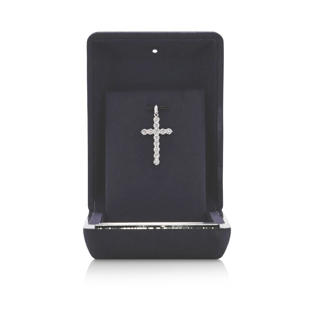 Glistening 1.52ct Natural Diamond Cross Pendant in 18K White Gold