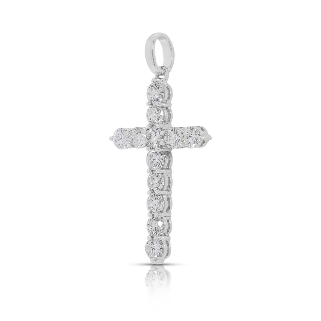 Glistening 1.52ct Natural Diamond Cross Pendant in 18K White Gold