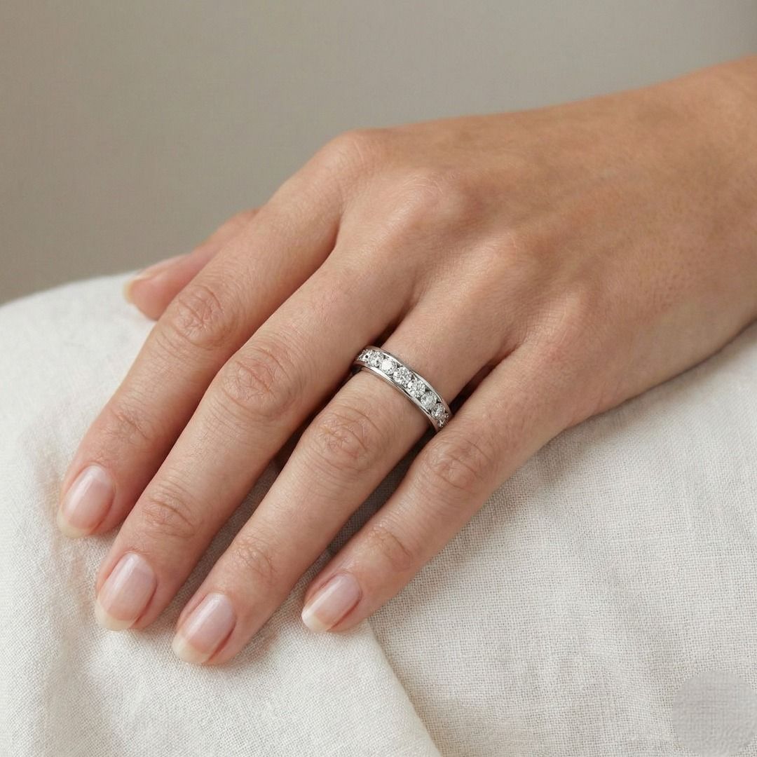 Gold Heart Celestial 0.28ct Natural Diamond Half-Eternity Ring in 18K White Gold