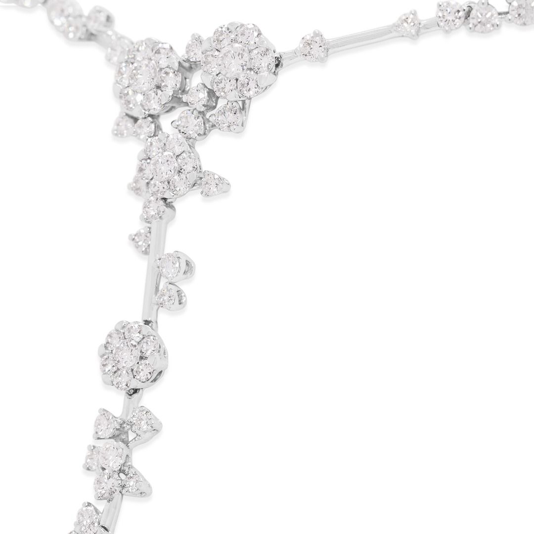 Gold Heart Jewelry 2.28ct Natural Diamond Floral Drop Necklace in 14K White Gold