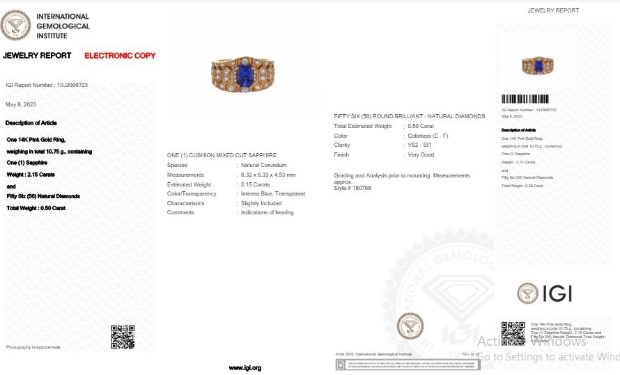 Gorgeous 2.15ct Sapphire Pave Ring with Side Diamonds in 18K Yellow Gold