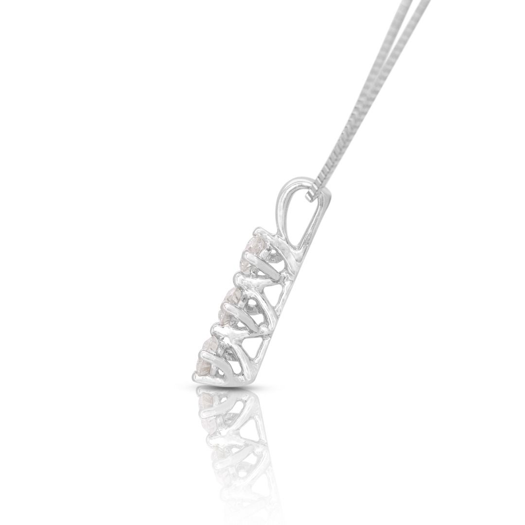 Gorgeous 0.25ct Natural Diamond 3-stone Pendant in 18K White Gold (Chain not Included)