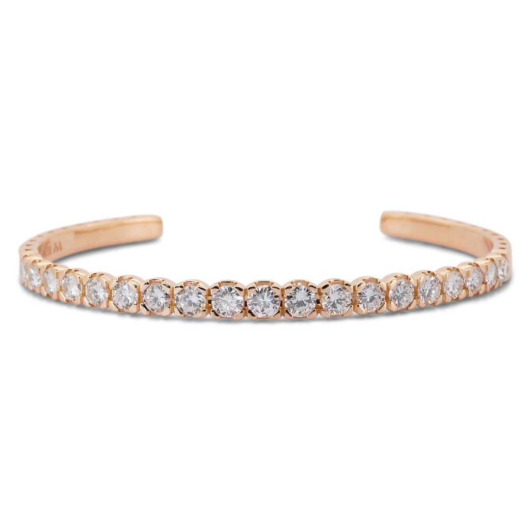 Gorgeous 4.30ct Round Brilliant Open Diamond Bangle - IGI Certificate